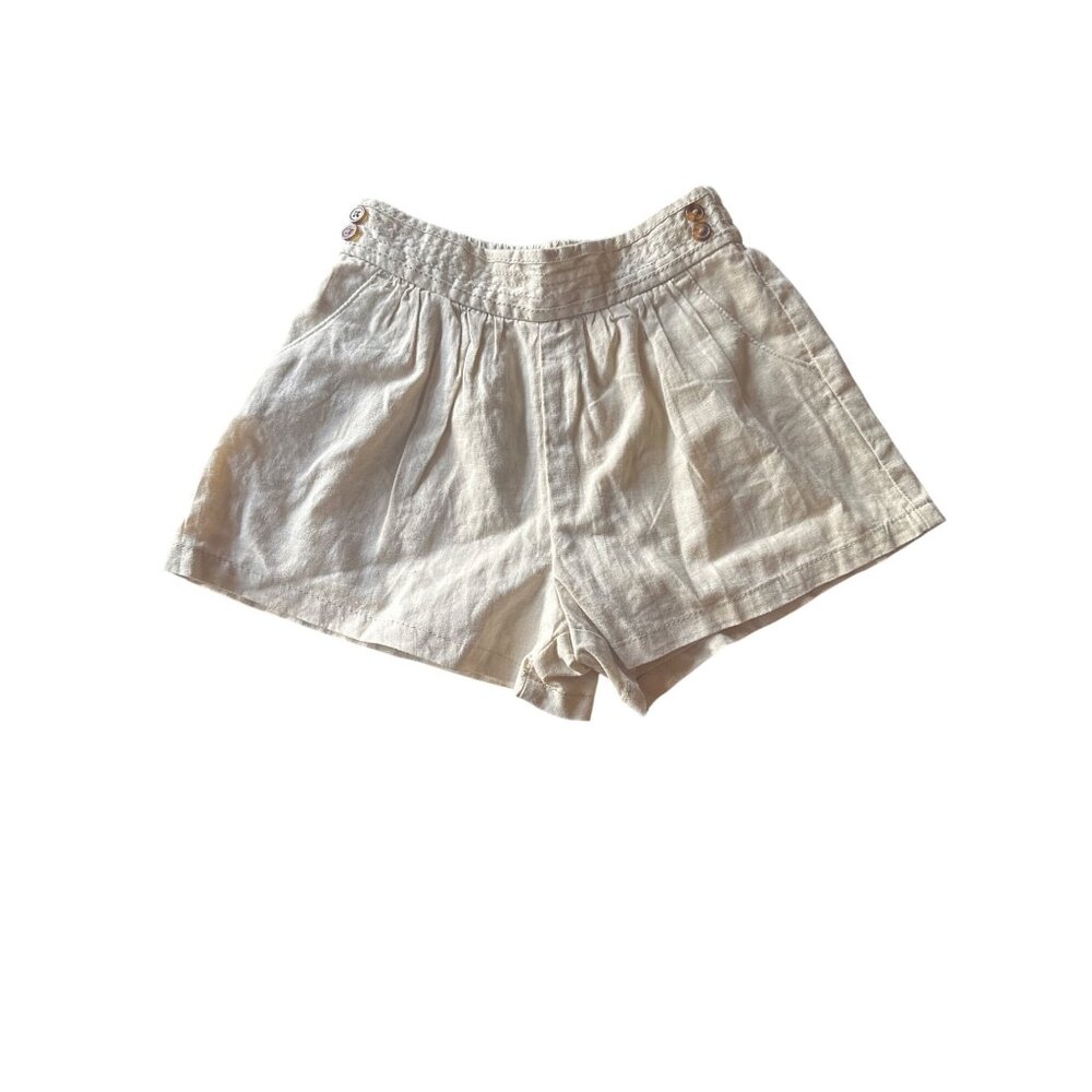 Janie And Jack Beige Linen Blend Pleated Shorts Elastic Waist Size 2T‎
